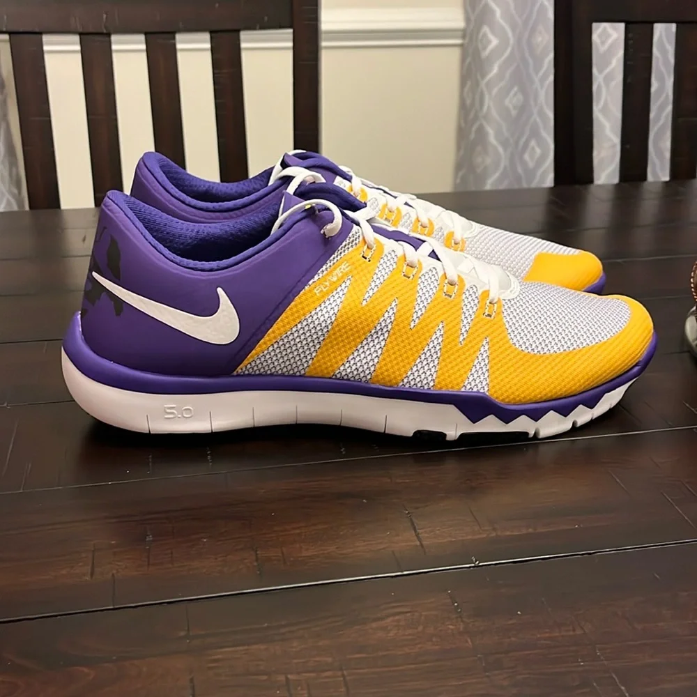 Nike Free Trainer 5.0 V6 AMP Louisiana LSU Tigers shoes sneaker 723939 571 sz 15